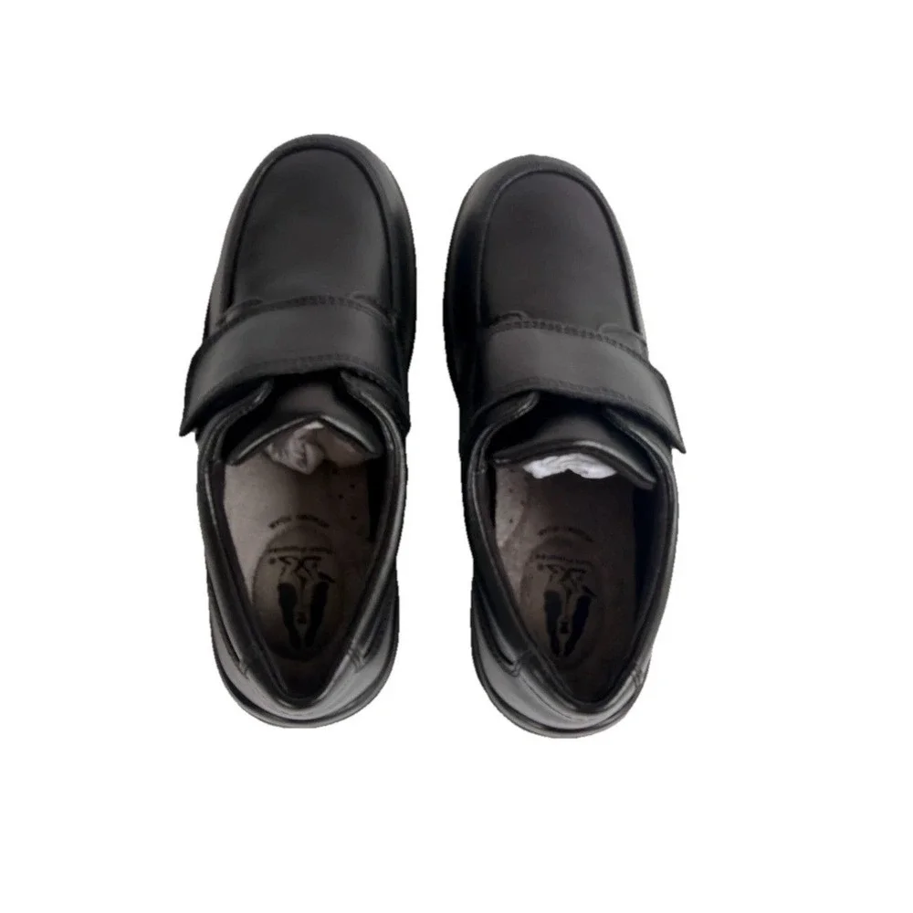 Hush Puppies HP853916 Boy's Size 2 M Leather Gavin School Slip On Shoes Black